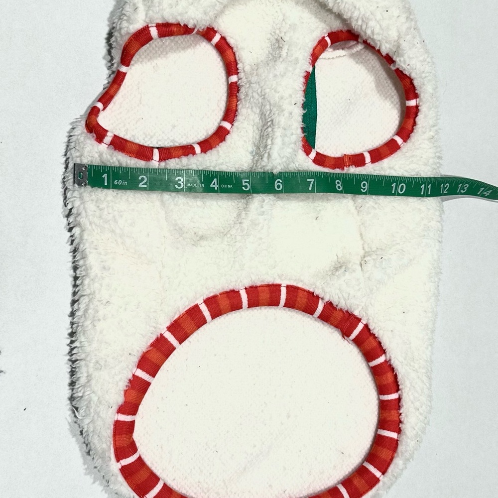 NEW Dog Vest Holiday Theme Christmas White Fuzzy Zipper Pockets Candycane Medium - Picture 8 of 9
